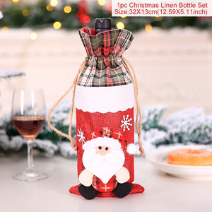 FengRise Christmas Decorations for Home Santa Claus Wine Bottle Cover Snowman Stocking Gift Holders Xmas Navidad Decor New Year acacuss