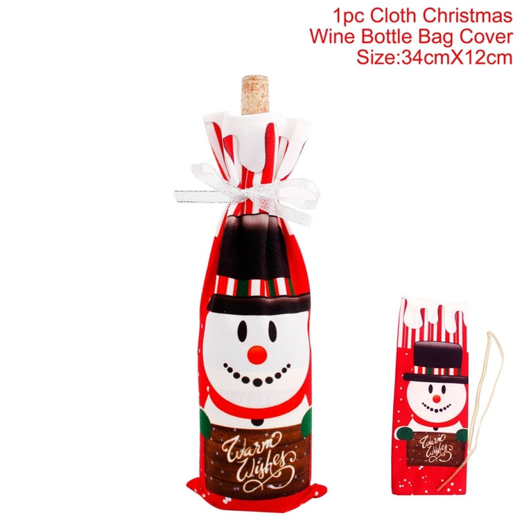 FengRise Christmas Decorations for Home Santa Claus Wine Bottle Cover Snowman Stocking Gift Holders Xmas Navidad Decor New Year acacuss