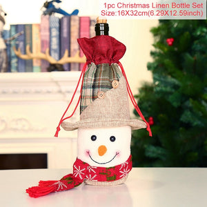 FengRise Christmas Decorations for Home Santa Claus Wine Bottle Cover Snowman Stocking Gift Holders Xmas Navidad Decor New Year acacuss