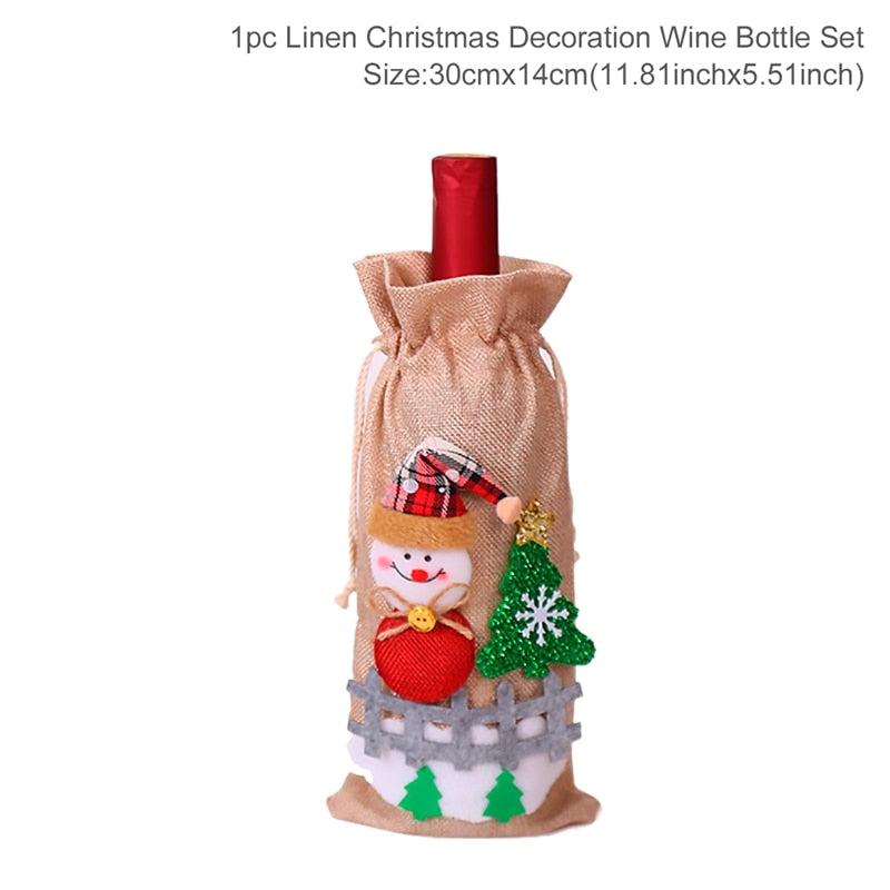 FengRise Christmas Decorations for Home Santa Claus Wine Bottle Cover Snowman Stocking Gift Holders Xmas Navidad Decor New Year acacuss