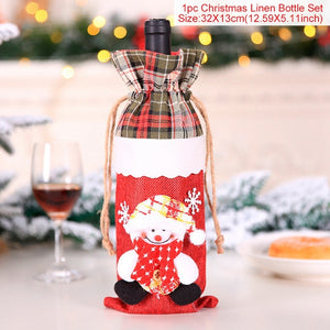 FengRise Christmas Decorations for Home Santa Claus Wine Bottle Cover Snowman Stocking Gift Holders Xmas Navidad Decor New Year acacuss