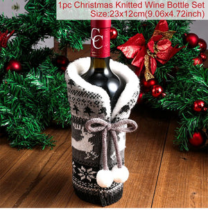 FengRise Christmas Decorations for Home Santa Claus Wine Bottle Cover Snowman Stocking Gift Holders Xmas Navidad Decor New Year acacuss