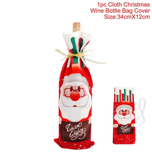 FengRise Christmas Decorations for Home Santa Claus Wine Bottle Cover Snowman Stocking Gift Holders Xmas Navidad Decor New Year acacuss