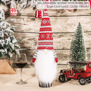 FengRise Christmas Decorations for Home Santa Claus Wine Bottle Cover Snowman Stocking Gift Holders Xmas Navidad Decor New Year acacuss