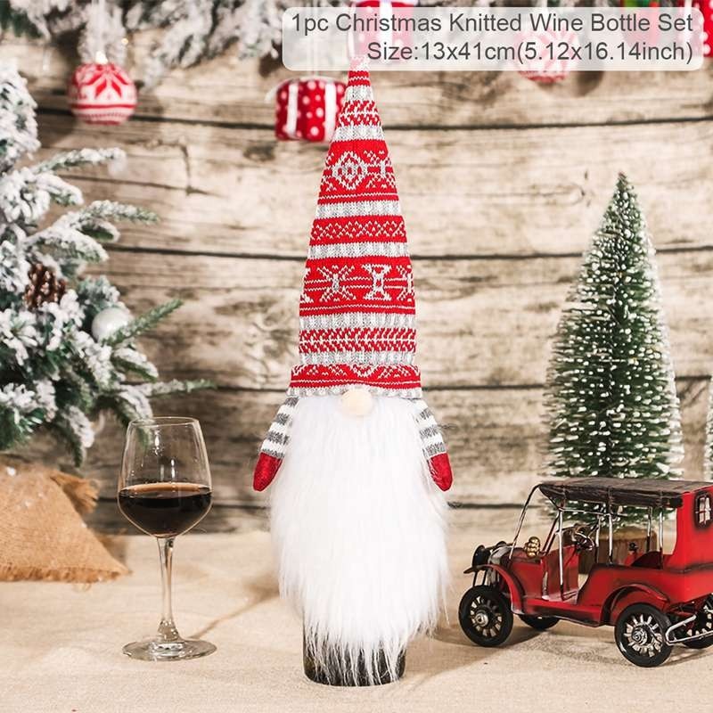 FengRise Christmas Decorations for Home Santa Claus Wine Bottle Cover Snowman Stocking Gift Holders Xmas Navidad Decor New Year acacuss