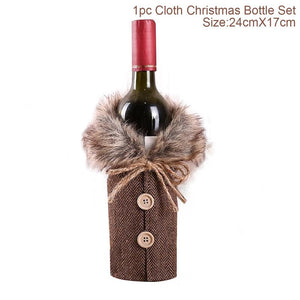 FengRise Christmas Decorations for Home Santa Claus Wine Bottle Cover Snowman Stocking Gift Holders Xmas Navidad Decor New Year acacuss