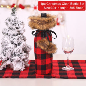FengRise Christmas Decorations for Home Santa Claus Wine Bottle Cover Snowman Stocking Gift Holders Xmas Navidad Decor New Year acacuss