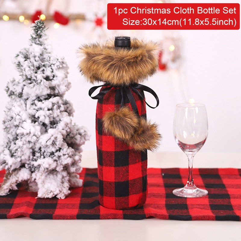 FengRise Christmas Decorations for Home Santa Claus Wine Bottle Cover Snowman Stocking Gift Holders Xmas Navidad Decor New Year acacuss