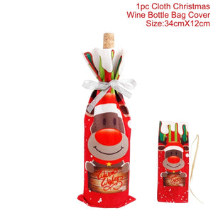 FengRise Christmas Decorations for Home Santa Claus Wine Bottle Cover Snowman Stocking Gift Holders Xmas Navidad Decor New Year acacuss