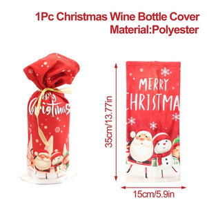 FengRise Christmas Decorations for Home Santa Claus Wine Bottle Cover Snowman Stocking Gift Holders Xmas Navidad Decor New Year acacuss