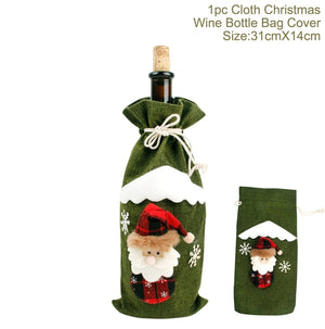 FengRise Christmas Decorations for Home Santa Claus Wine Bottle Cover Snowman Stocking Gift Holders Xmas Navidad Decor New Year acacuss