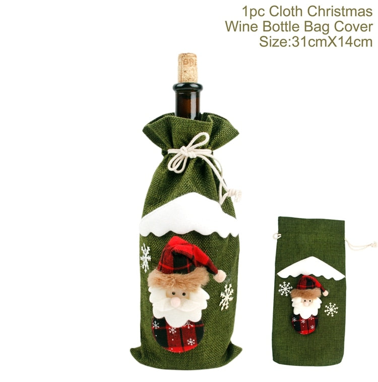 FengRise Christmas Decorations for Home Santa Claus Wine Bottle Cover Snowman Stocking Gift Holders Xmas Navidad Decor New Year acacuss
