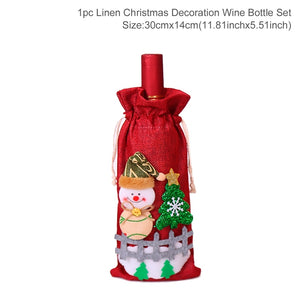 FengRise Christmas Decorations for Home Santa Claus Wine Bottle Cover Snowman Stocking Gift Holders Xmas Navidad Decor New Year acacuss