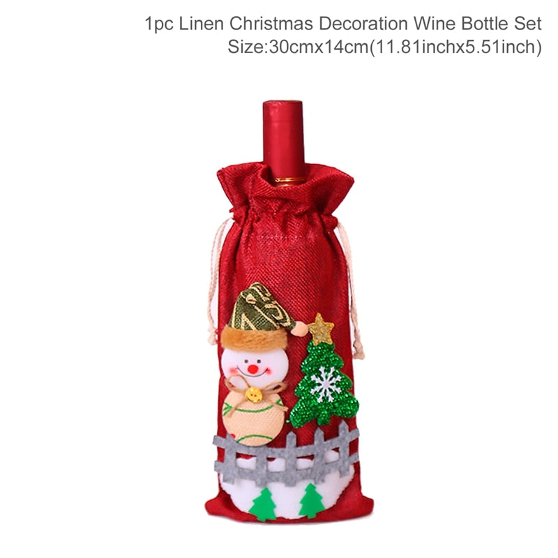 FengRise Christmas Decorations for Home Santa Claus Wine Bottle Cover Snowman Stocking Gift Holders Xmas Navidad Decor New Year acacuss