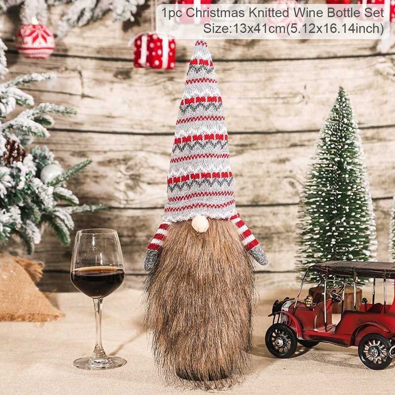 FengRise Christmas Decorations for Home Santa Claus Wine Bottle Cover Snowman Stocking Gift Holders Xmas Navidad Decor New Year acacuss