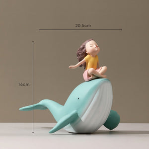 Figurine Whale Girl Statue Nordic Resin Home Decor Modern Figurines For Interior Living Room Office Aesthetic Room Decor Gift acacuss