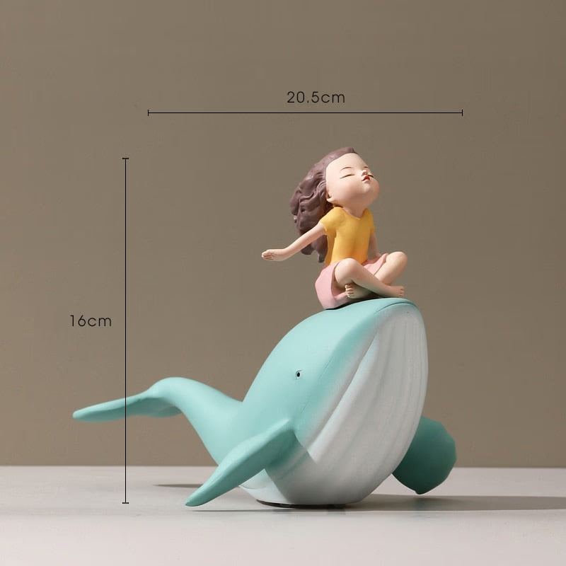Figurine Whale Girl Statue Nordic Resin Home Decor Modern Figurines For Interior Living Room Office Aesthetic Room Decor Gift acacuss