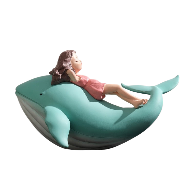 Figurine Whale Girl Statue Nordic Resin Home Decor Modern Figurines For Interior Living Room Office Aesthetic Room Decor Gift acacuss
