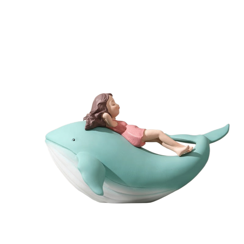 Figurine Whale Girl Statue Nordic Resin Home Decor Modern Figurines For Interior Living Room Office Aesthetic Room Decor Gift acacuss
