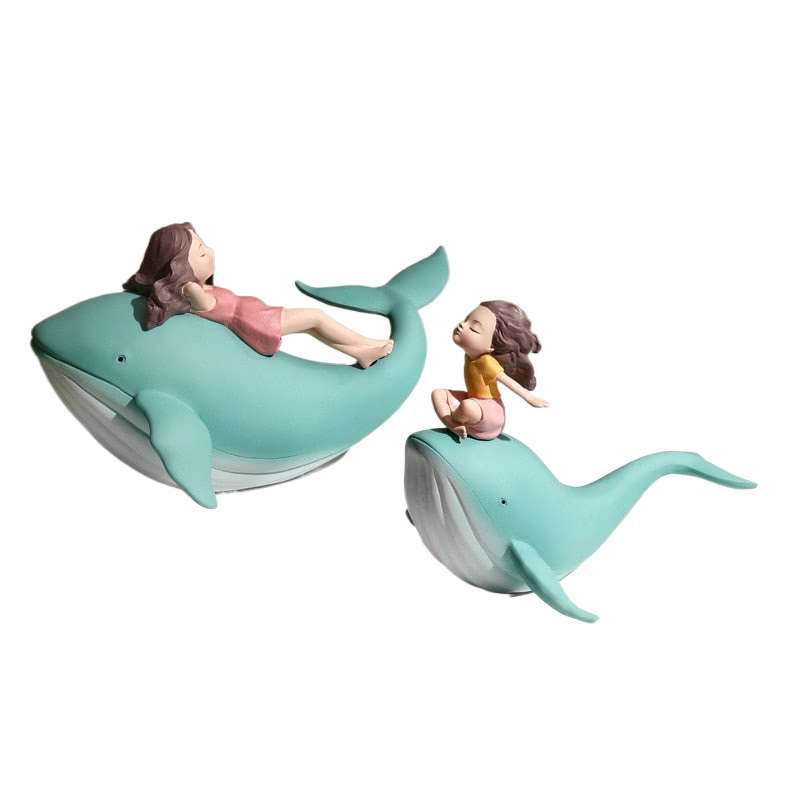 Figurine Whale Girl Statue Nordic Resin Home Decor Modern Figurines For Interior Living Room Office Aesthetic Room Decor Gift acacuss