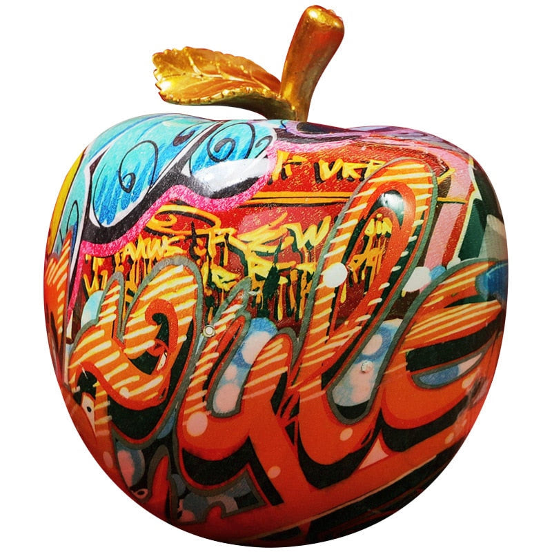 Figurines Statue Sculpture House Living Room Home Decor Decorative Nordic Modern Graffiti Style Painted Colored Apples acacuss