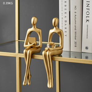 Figurines for Interior Modern Home Decoration Abstract Sculpture Luxury Living Room Decor Desk Accessories Golden Figure Statue acacuss