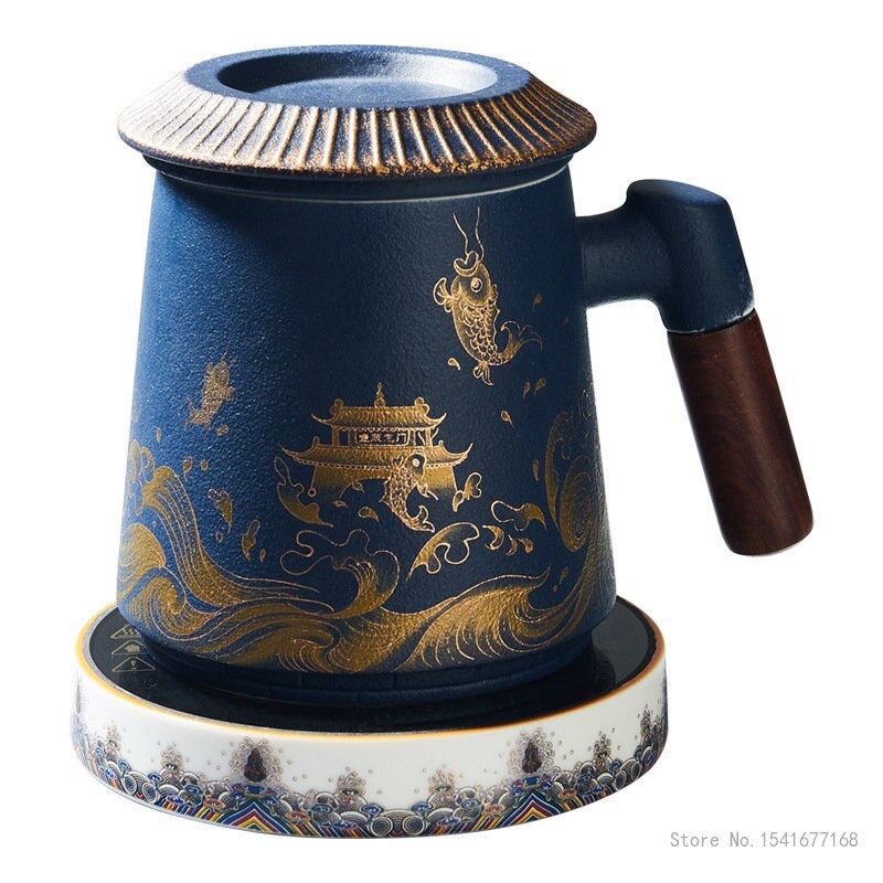 Fish Leaping Dragon Gate Mug Ceramic Tea Cup Personalized Filter Tea Cup with Lid Tea Separation Cup Flower Tea Cup Office Cup acacuss
