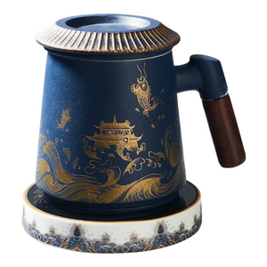 Fish Leaping Dragon Gate Mug Ceramic Tea Cup Personalized Filter Tea Cup with Lid Tea Separation Cup Flower Tea Cup Office Cup acacuss