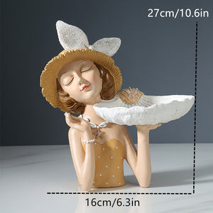Flower Vase Statue Home Decor Sculpture Vase For Flowers Wedding Decoration Living Room Resin Tray Decors Table Desk Shell Girl acacuss