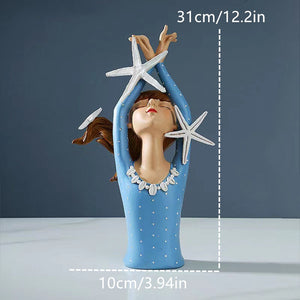 Flower Vase Statue Home Decor Sculpture Vase For Flowers Wedding Decoration Living Room Resin Tray Decors Table Desk Shell Girl acacuss