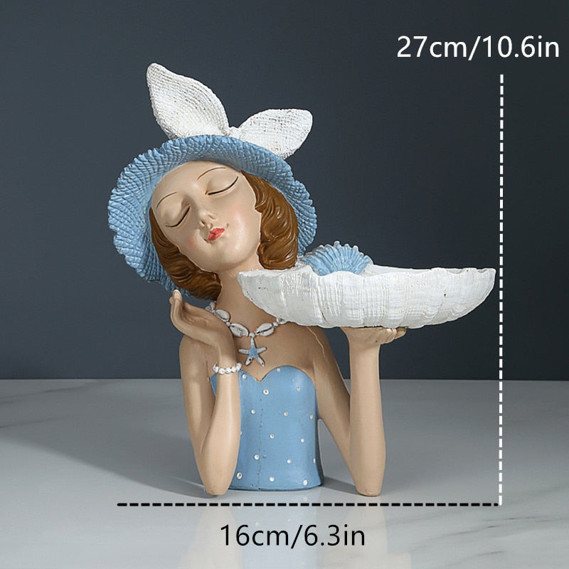 Flower Vase Statue Home Decor Sculpture Vase For Flowers Wedding Decoration Living Room Resin Tray Decors Table Desk Shell Girl acacuss