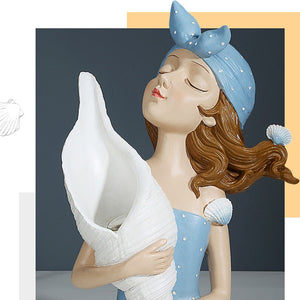 Flower Vase Statue Home Decor Sculpture Vase For Flowers Wedding Decoration Living Room Resin Tray Decors Table Desk Shell Girl acacuss