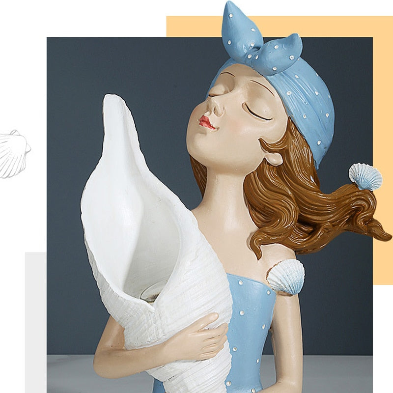 Flower Vase Statue Home Decor Sculpture Vase For Flowers Wedding Decoration Living Room Resin Tray Decors Table Desk Shell Girl acacuss