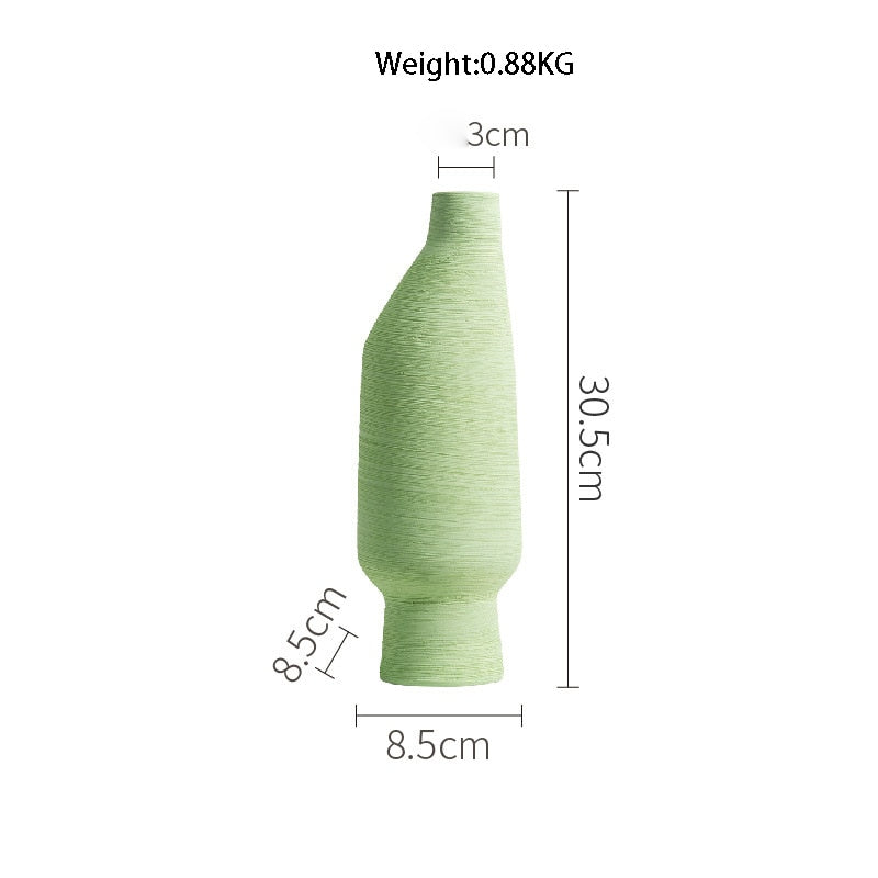 Forest Color Brushed Ceramic Vase Gradient Green Living Bedroom Porch Desktop Room Flower Arrangement Creative Designer Vase acacuss