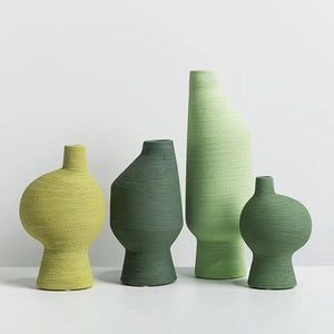 Forest Color Brushed Ceramic Vase Gradient Green Living Bedroom Porch Desktop Room Flower Arrangement Creative Designer Vase acacuss