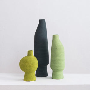 Forest Color Brushed Ceramic Vase Gradient Green Living Bedroom Porch Desktop Room Flower Arrangement Creative Designer Vase acacuss