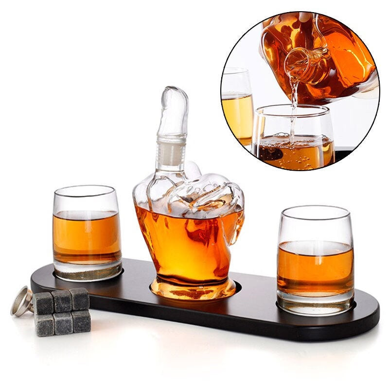 Fuck OFF Whiskey Scotch Decanter Set Best for whiskey gift Vintage Blower Pot Diamond Wine Stopper Glass Decanter Bottle - wine decanter - acacuss