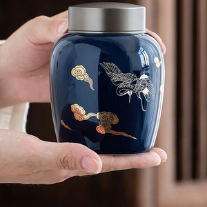 Funeral Cremation Urns for A Small of Pet Ashes and Memorial- Hand-Painted Ceramics Sealed jar - Burial Urns at Home acacuss