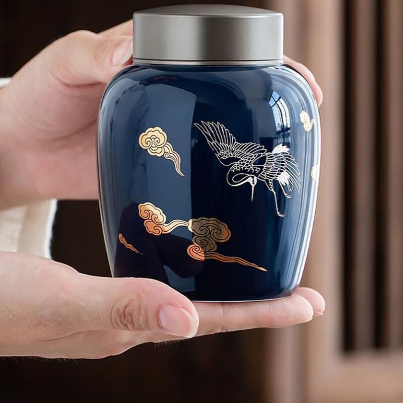 Funeral Cremation Urns for A Small of Pet Ashes and Memorial- Hand-Painted Ceramics Sealed jar - Burial Urns at Home acacuss