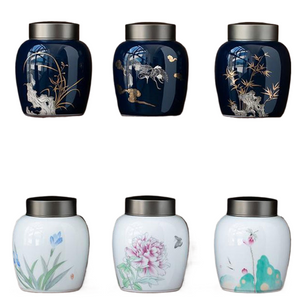 Funeral Cremation Urns for A Small of Pet Ashes and Memorial- Hand-Painted Ceramics Sealed jar - Burial Urns at Home acacuss