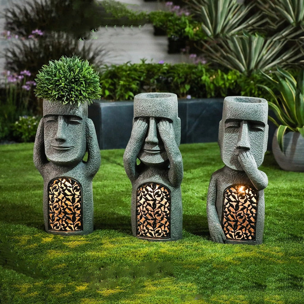 Funny Easter Island Statue Ahu Akivi Moai Monolith Garden Decor Sculpture acacuss