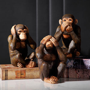 Funny Resin Ape Sculpture Abstract Animal Statue NOT SEE NOT LISTEN NOT SAY MONKEY Living Room Home Decoration Accessories acacuss