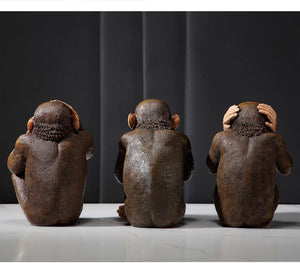 Funny Resin Ape Sculpture Abstract Animal Statue NOT SEE NOT LISTEN NOT SAY MONKEY Living Room Home Decoration Accessories acacuss