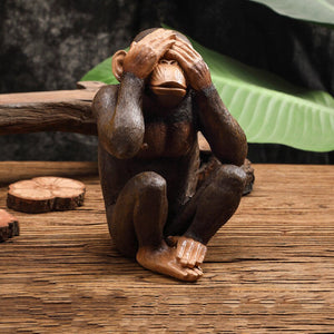 Funny Resin Ape Sculpture Abstract Animal Statue NOT SEE NOT LISTEN NOT SAY MONKEY Living Room Home Decoration Accessories acacuss