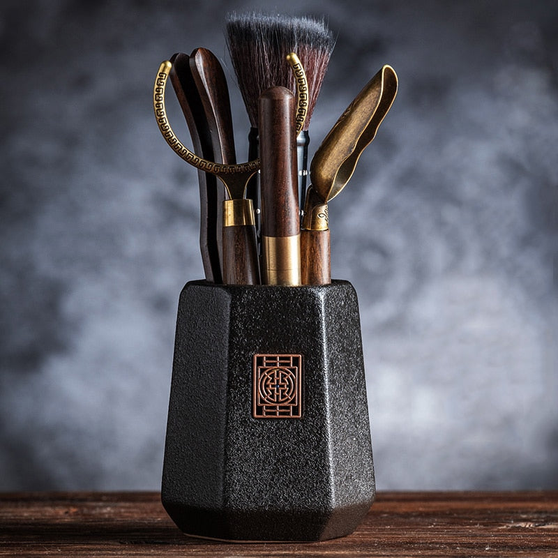 GIANXI Tea Ceremony Six Gentlemen Set Tea knife Tea Needle Chaze Kung Fu Ceramic Tea Set Accessories Wooden Tea Making Tools acacuss