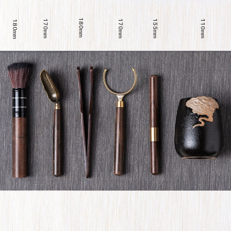 GIANXI Tea Ceremony Six Gentlemen Set Tea knife Tea Needle Chaze Kung Fu Ceramic Tea Set Accessories Wooden Tea Making Tools acacuss