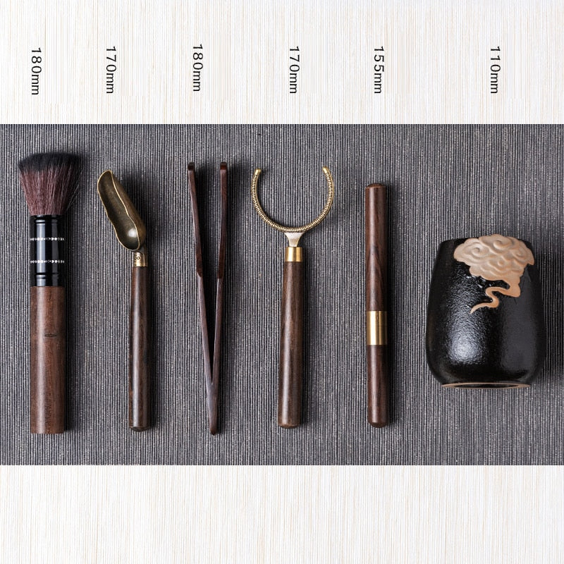 GIANXI Tea Ceremony Six Gentlemen Set Tea knife Tea Needle Chaze Kung Fu Ceramic Tea Set Accessories Wooden Tea Making Tools acacuss