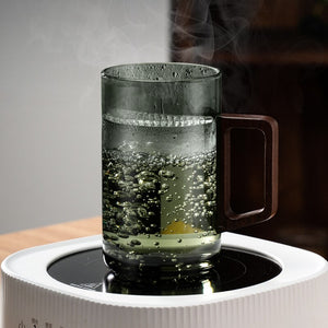 GIANXI Tea Cup With Crescent Moon Filter Japanese Wooden Handle Heat-resistant Glass Cups Tea Leaf Separation Tea Cup Set acacuss