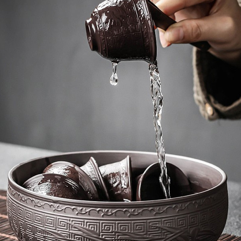 Gaiwan Kung Fu Chinese Cup Tea Set Ceremony Gift Automatic Pair Tea Set Board Luxury Vintage Juego De Te Silent Drink AB50TS acacuss