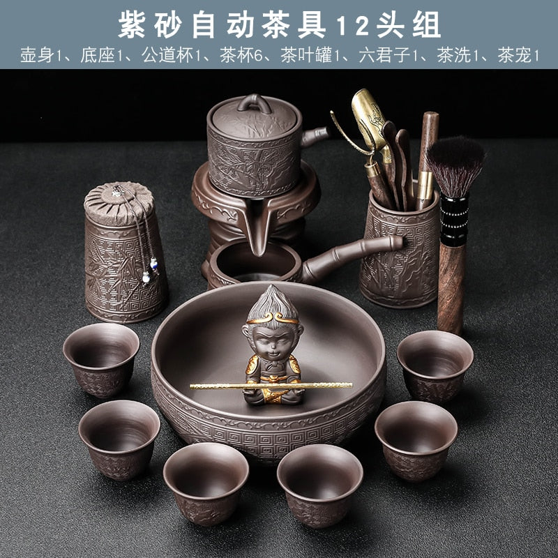 Gaiwan Kung Fu Chinese Cup Tea Set Ceremony Gift Automatic Pair Tea Set Board Luxury Vintage Juego De Te Silent Drink AB50TS acacuss